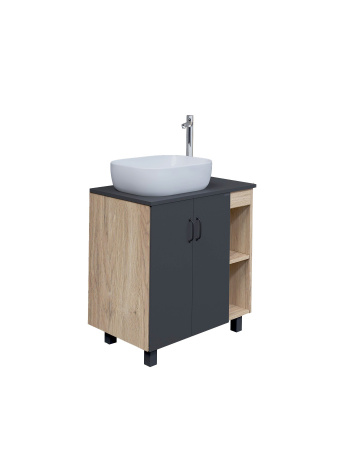 Тумба под раковину в ванной напольная Grossman ФЛАЙ-80 см, дуб сонома/серая